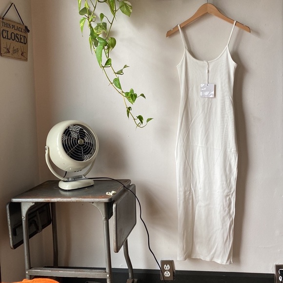 Meshki Alexis Ribbed Cami midi dress-White Medium - Picture 3 of 3